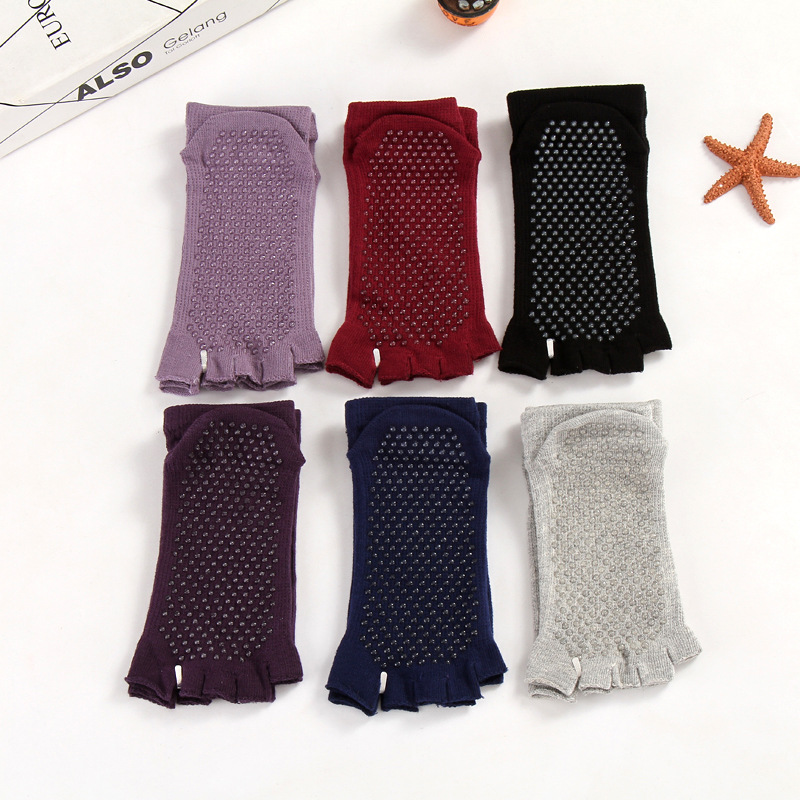 Half Finger Yoga Toe Socks Combed Cotton Elastic Rubber-soled Slip Yoga Socks Sports Socks Wholesale